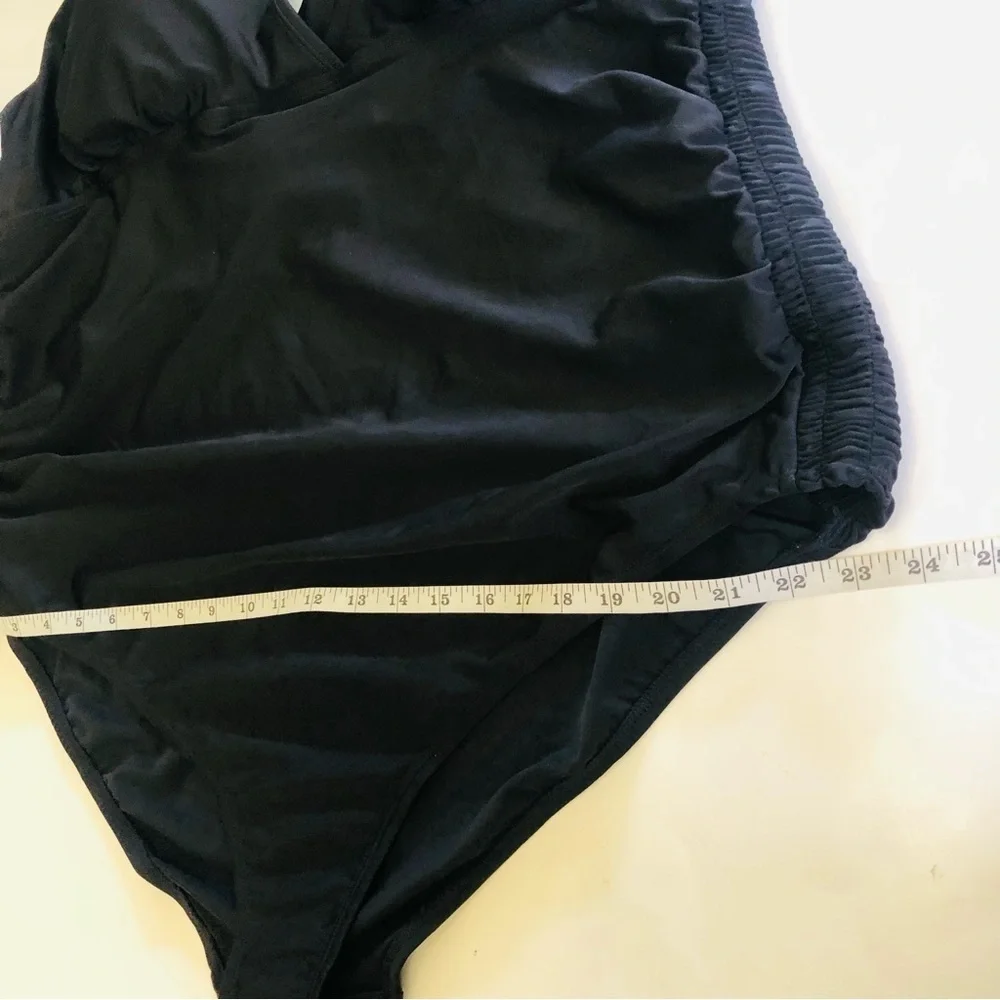 Beach Bump By Motherhood Maternity Black One Piece Swimsuit with Halter Neck 3X